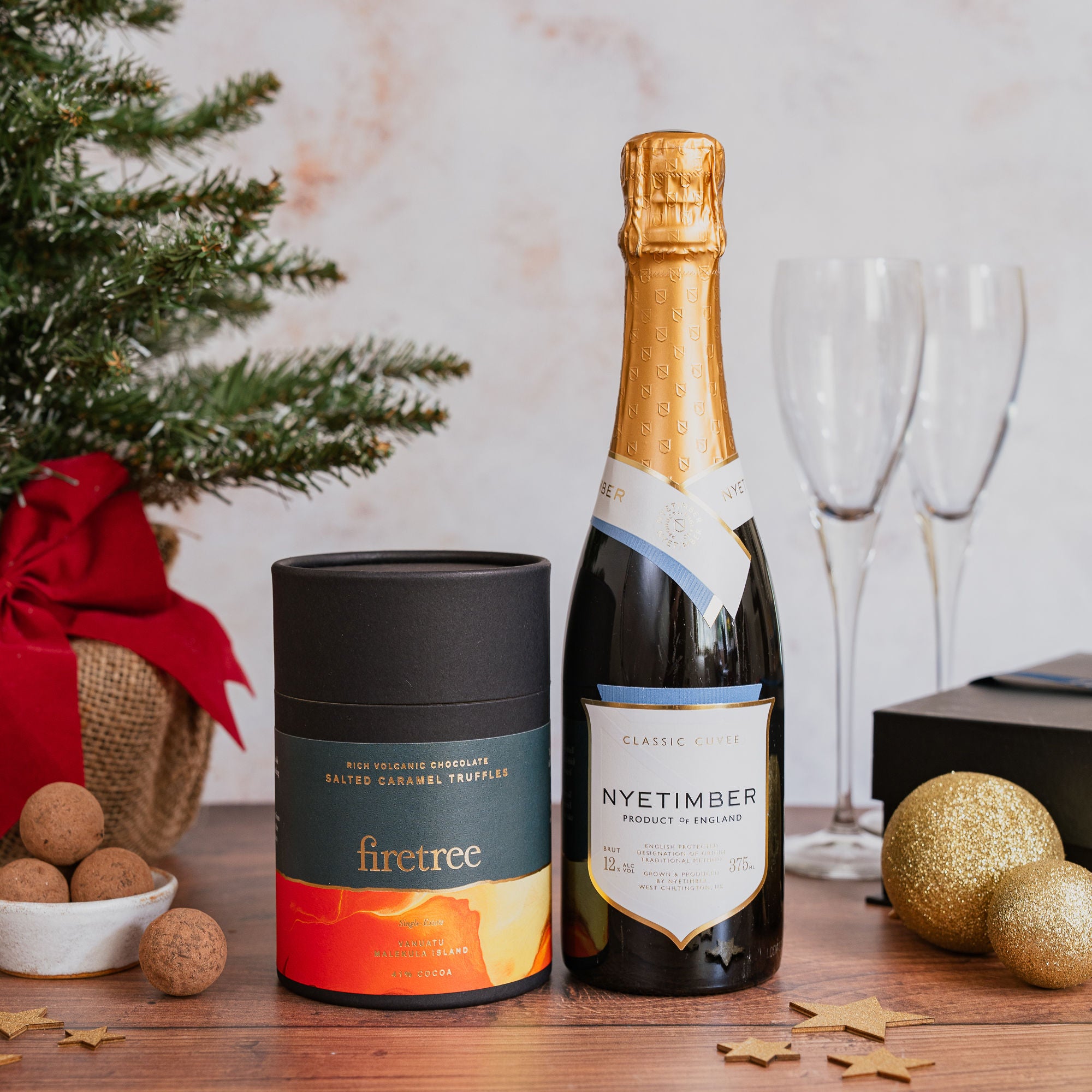 Chocolate Truffles & Fizz Gift Box Firetree Chocolate UK Firetree